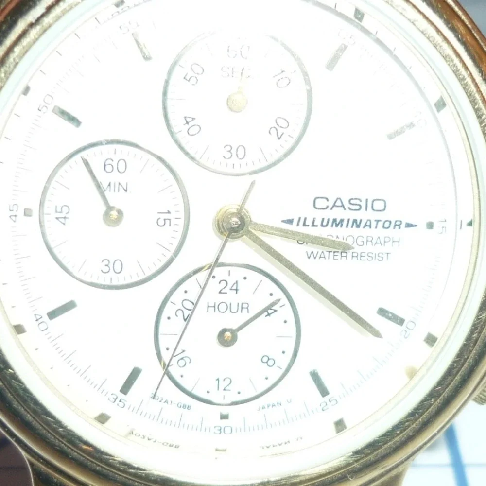 RARE Vintage Casio MQB-100 Chronograph Watch 1323 Japan Gold Tone Clean - FS